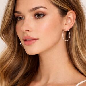 925 silver Elegant Silver 1.5 inch Hoop Earrings